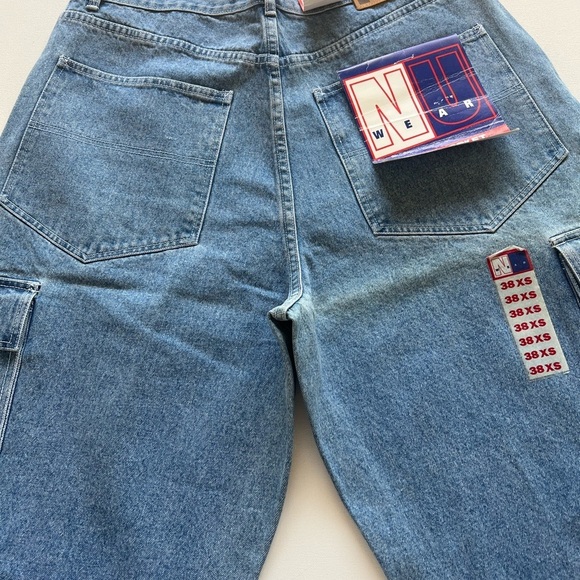 New 90s 80s Vintage BAGGY Cargo 38x30 Nu Wear Hip Hop Skateboard Lightwash Jeans - Picture 9 of 12